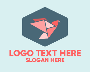 Hexagon - Geometric Origami Bird logo design