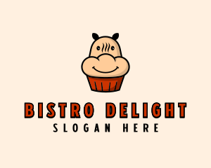 Hippo Cupcake Bakery logo design