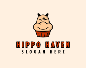 Hippo Cupcake Bakery logo design