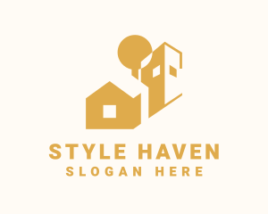 Hostel - Golden Real Estate Property logo design