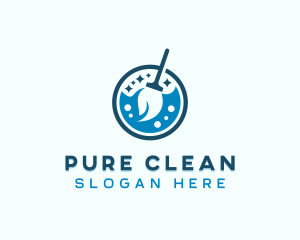 Mop Cleaning Housekeeping logo design