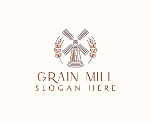 Flour Mill Windmill logo design