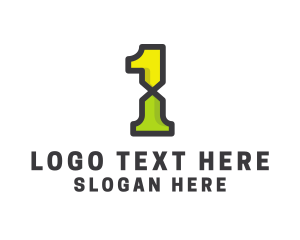 First - Modern Digital Number 1 logo design