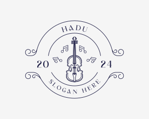 Emblem - Violin Musical Instrument logo design