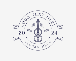 Emblem - Violin Musical Instrument logo design