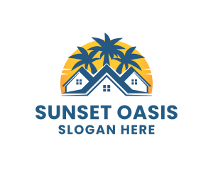 Sunset House Trees logo design