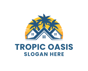 Tropic - Sunset House Trees logo design