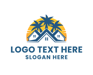 Vacation - Sunset House Trees logo design
