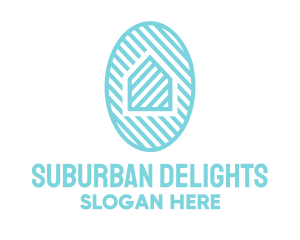 Suburban - Blue House Oval logo design
