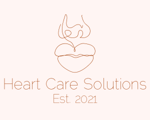 Minimal Heart Shaped Lips logo design