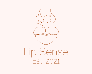 Minimal Heart Shaped Lips logo design