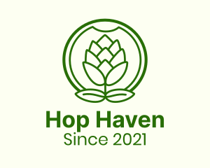 Hops - Hop Plant Badge logo design