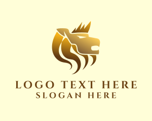 Lion King - Gold Lion Crown logo design