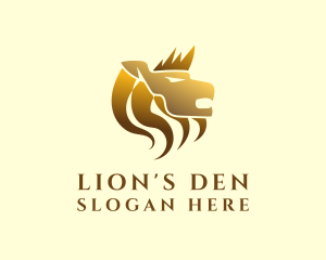 Gold Lion Crown logo design