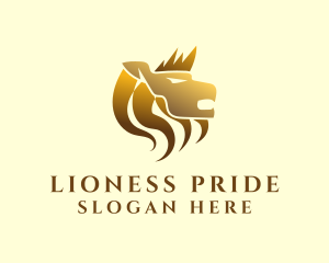 Gold Lion Crown logo design