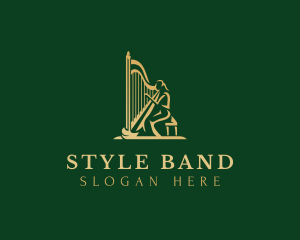 Harp Instrument Musician logo design