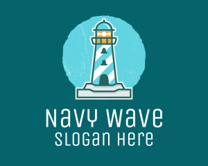 Navy - Coast Lighthouse Tower logo design