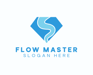 Water Flow Diamond logo design