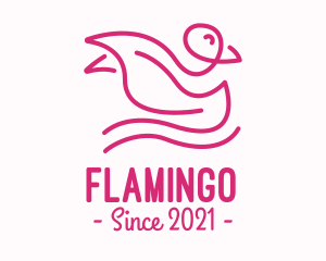Linear - Pink Bird Monoline logo design