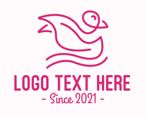 Heron - Pink Bird Monoline logo design