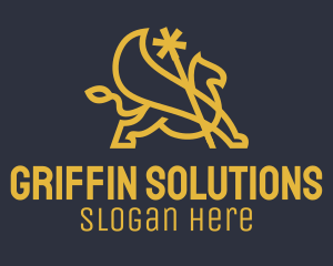 Yellow Griffin Scepter logo design