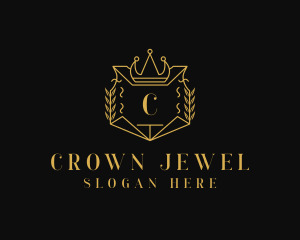 Luxurious Jewelry Crown Wreath logo design