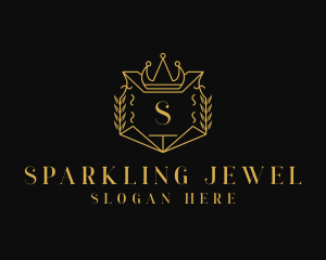 Luxurious Jewelry Crown Wreath logo design