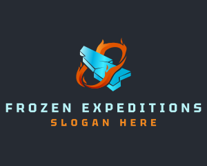 Frozen Ice Flame Heating logo design