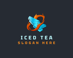 Frozen Ice Flame Heating logo design