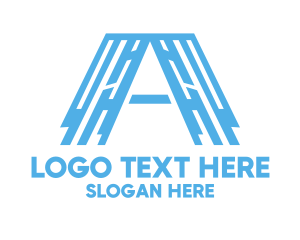 Text - Industrial Blue Letter A logo design
