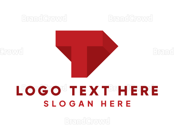 Red Geometric Letter T Logo