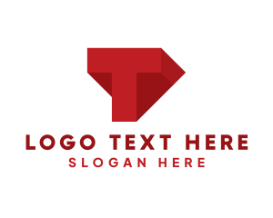 Bold - Red Geometric Letter T logo design
