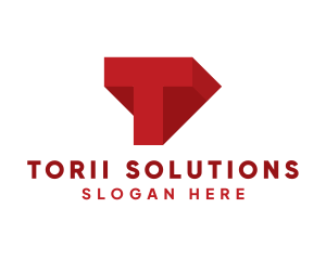 Red Geometric Letter T  logo design