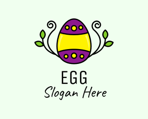 Floral Leaf Easter Egg logo design