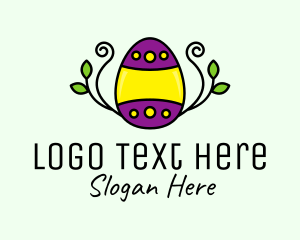 Party - Floral Leaf Easter Egg logo design