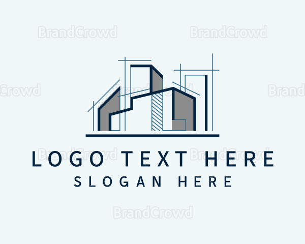 Construction Building Blueprint Logo