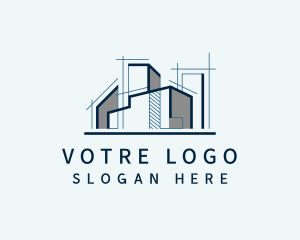 Construction Building Blueprint  Logo