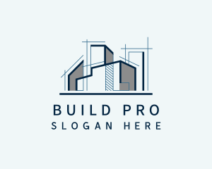 Construction Building Blueprint  logo design
