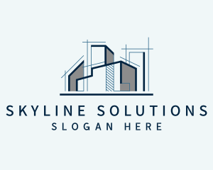 Construction Building Blueprint  logo design