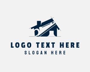 Lumber - Saw Home Builder Construction logo design