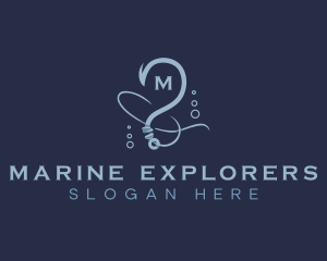 Marine Fishing Hook logo design