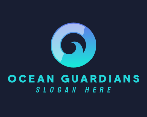 Ocean Wave Letter O logo design