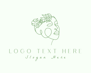 Vegetarian - Woman Face Natural Aesthetic logo design