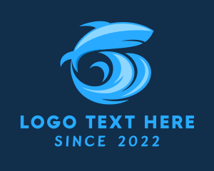 Oceanarium - Surfing Wave Shark logo design