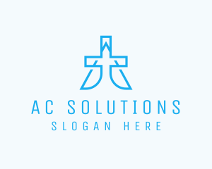 Blue Health Care Letter A logo design