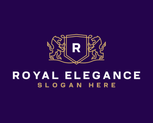 Elegant Lion Shield logo design