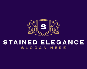 Elegant Lion Shield logo design