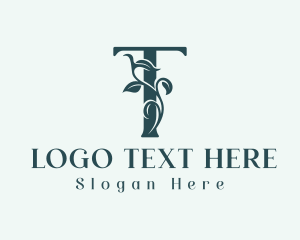 Leaf - Green Organic Letter T logo design