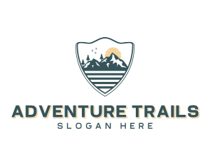 Mountaineer Hiking Shield logo design