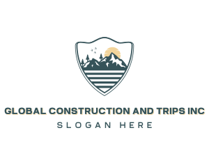 Tourist - Mountaineer Hiking Shield logo design